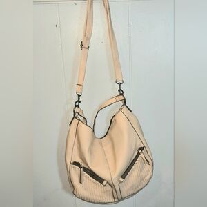 Womens Cream Hobo Bag Cross Body Purse